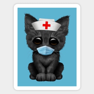 Cute Black Kitten Nurse Magnet